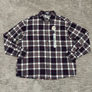 Duluth Flannel Shirt Mens XL Blue Red Plaid Free Swingin Untucked Relaxed Fit